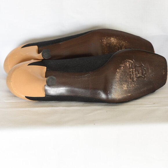 Stuart Weitzman Black And Tan Open Toe Pumps - Spain - Picture 4 of 4